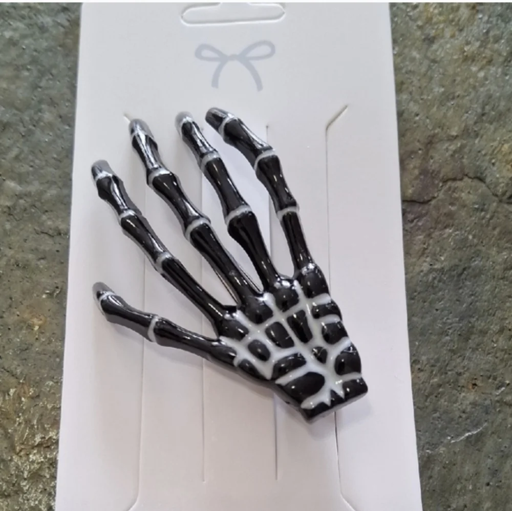 Black & White Skeleton Hand Hair Clip